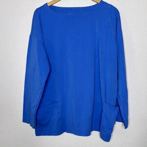 Eileen Fisher organic cotton marine blue tunic size Medium with pockets